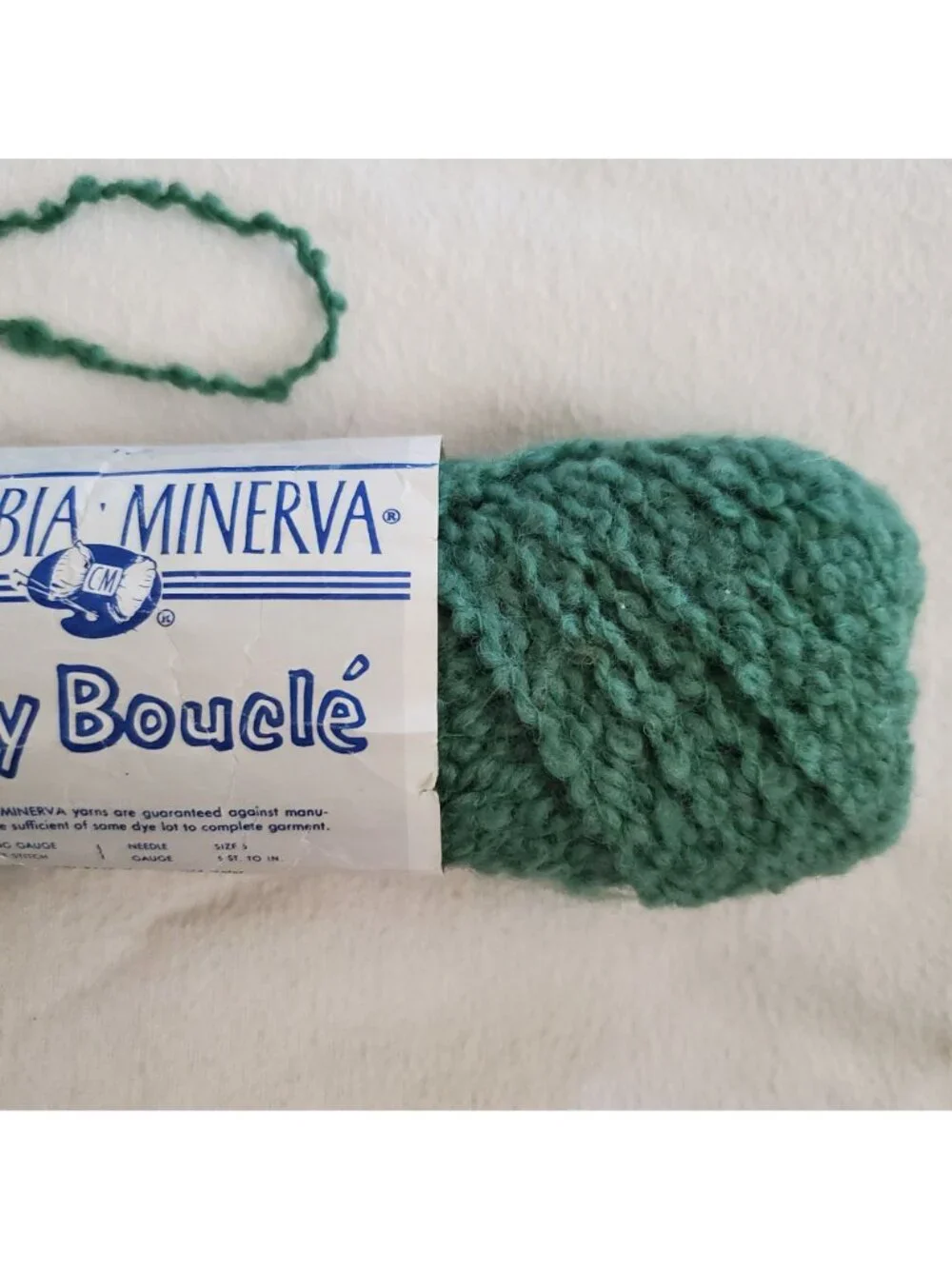 Columbia Minerva Bulky Boucle Yarn 1556 Live Mint Virgin Wool Nylon